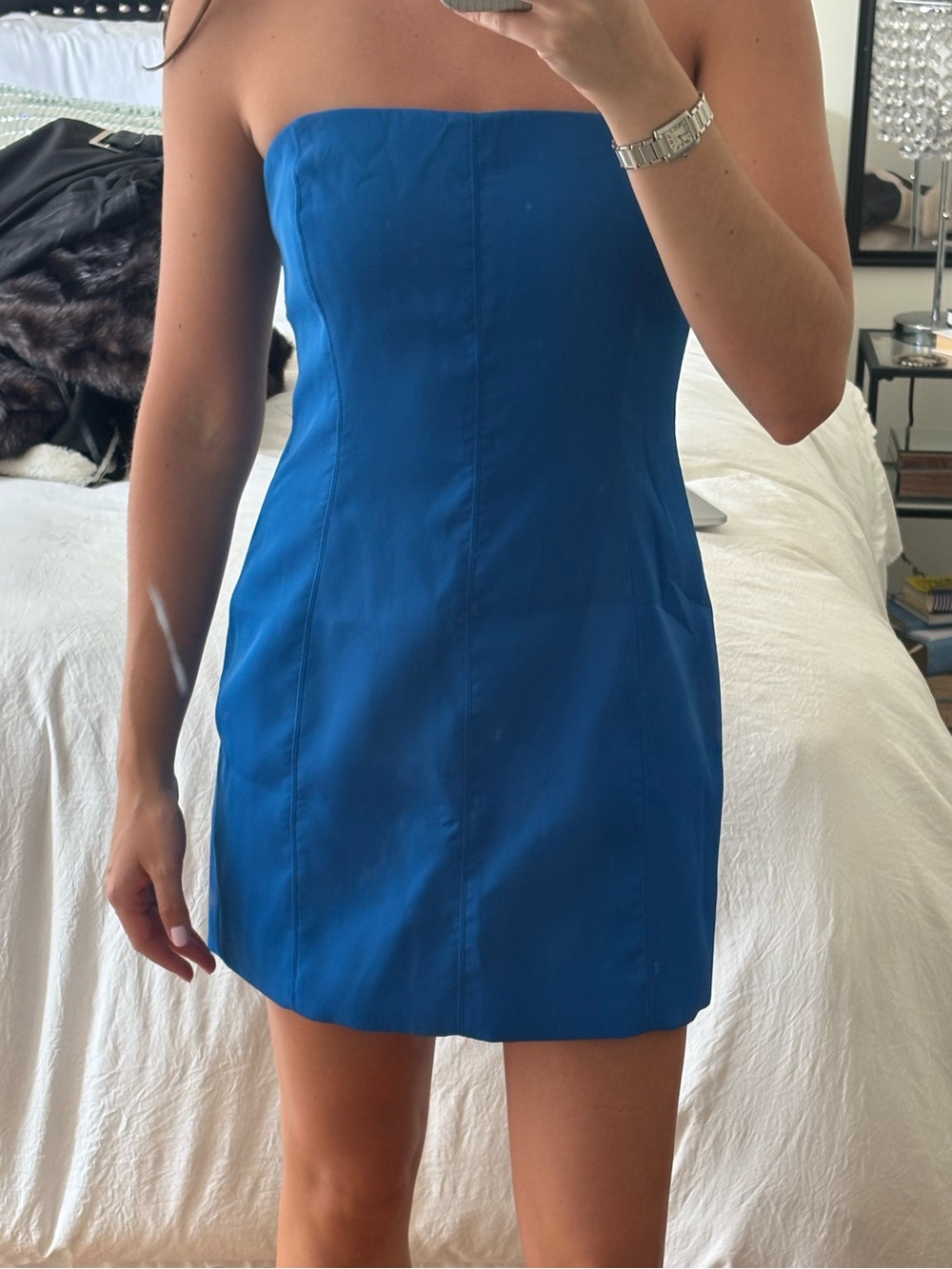 Meshki Electric Blue Strapless Mini Dress